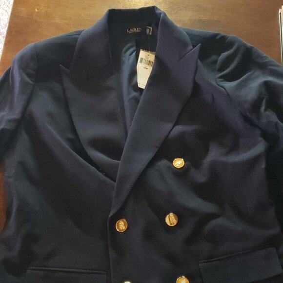 NWT Lauren Ralph Lauren Women's Plus Double Breasted Wool Crepe Blazer Sz 16W - Picture 8 of 10